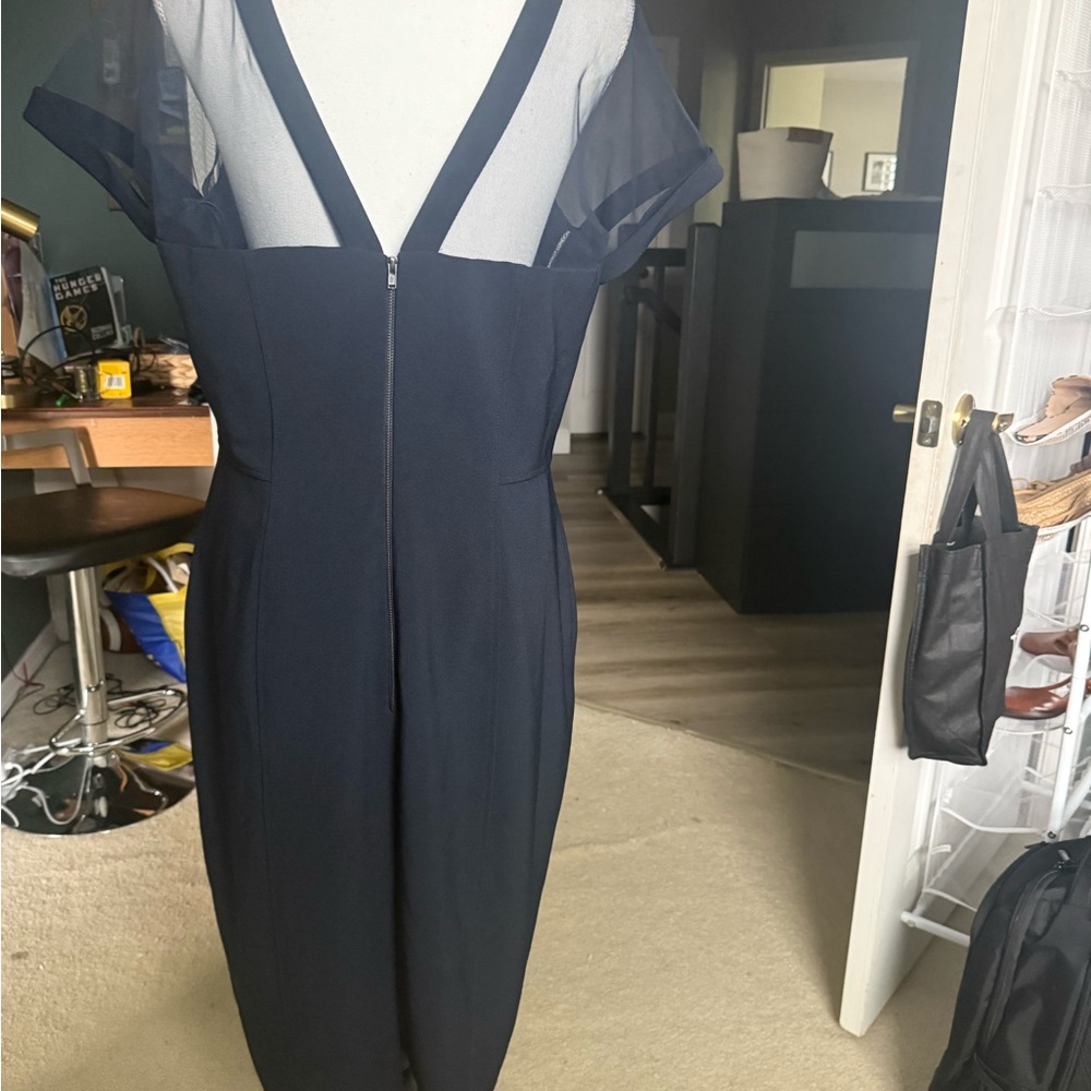 NWOT Illusion Round Neck Cap Sleeve Sheath Dress with Sheer Detail 16 - Picture 3 of 4